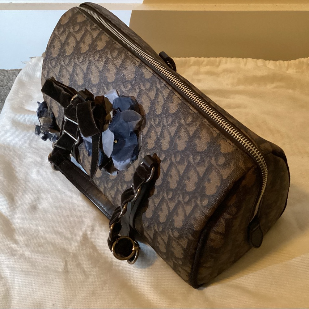 Christian Dior Monogram Trotter Romantique Boston Brown Bag